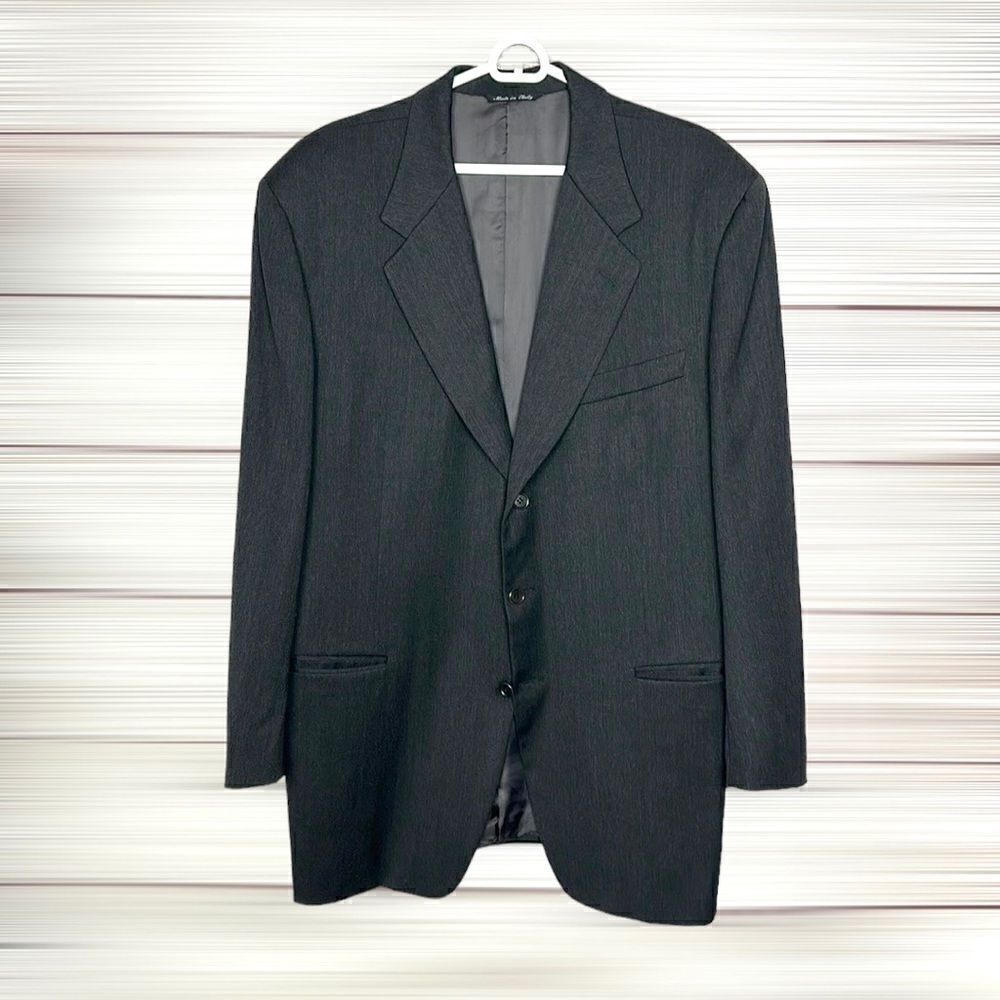Canali Milano Loro Piana Blazer Suit Jacket Gray Wool Italy 54 L US 44 L